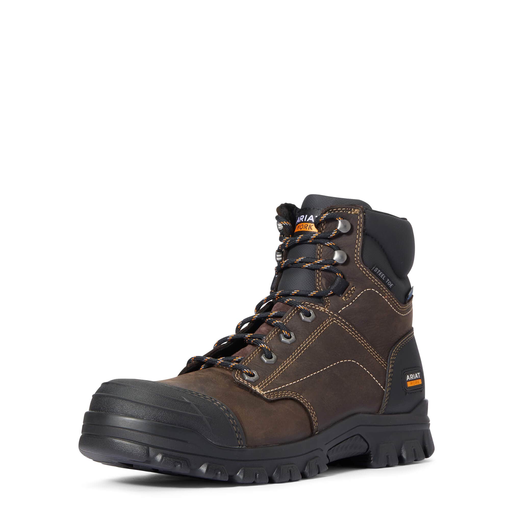 Ariat Men's Treadfast Dark Brown Waterproof Steel Toe Work Boots 10034673 - Image 5
