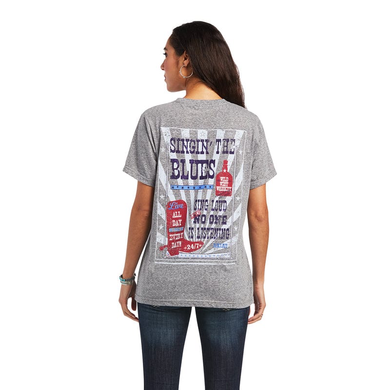 Ariat Women's Singing the Blues Charcoal Gray Short Sleeve T-Shirt 10040511 - Image 3