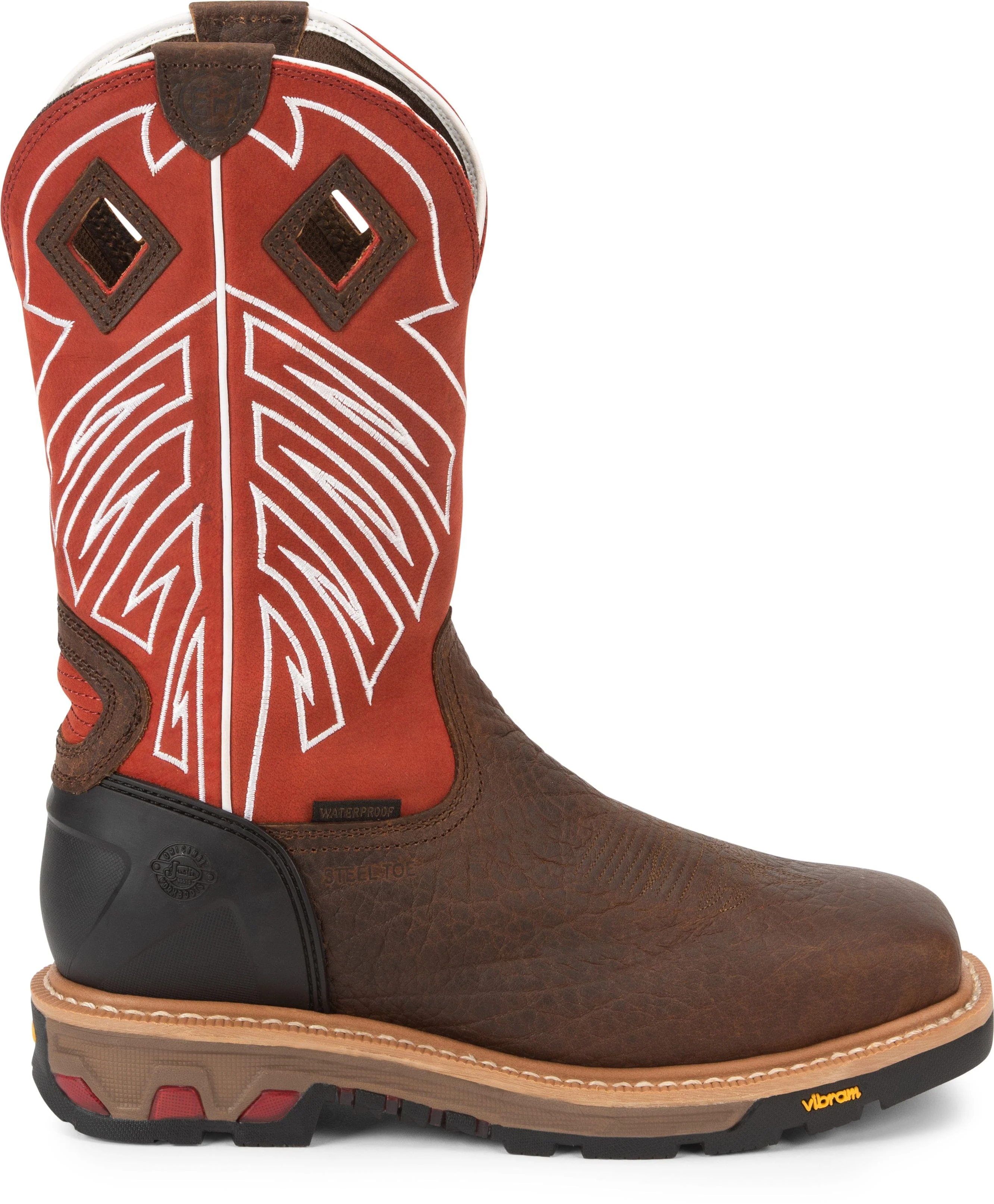 Justin Men's Roughneck Walnut Brown Steel Toe Waterproof Work Boots WK2115 - Image 5