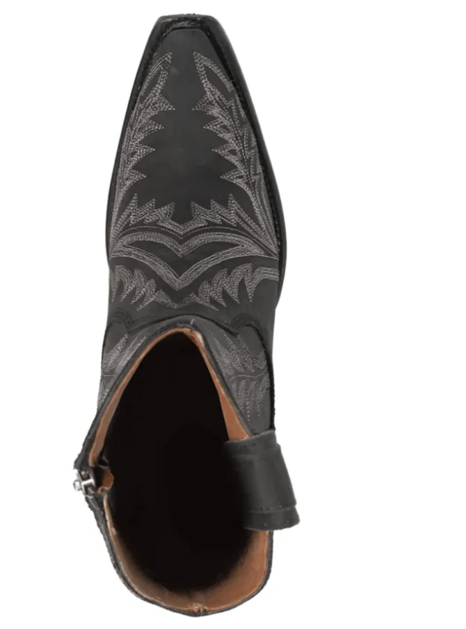Circle G Women's Black Embroidery Zipper Ankle Western Booties L5701 - Image 4