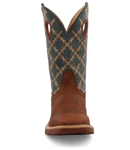 Twisted X Men's Mocha/Slate Green Barbwire Embroidered Work Boots MXB0005 - Image 4